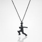 Крикет – Мъжки спортен медальон с оксидирано покритие – Сребро 925 – Ръчно изработено спортно бижу – Идеален подарък – SSJ