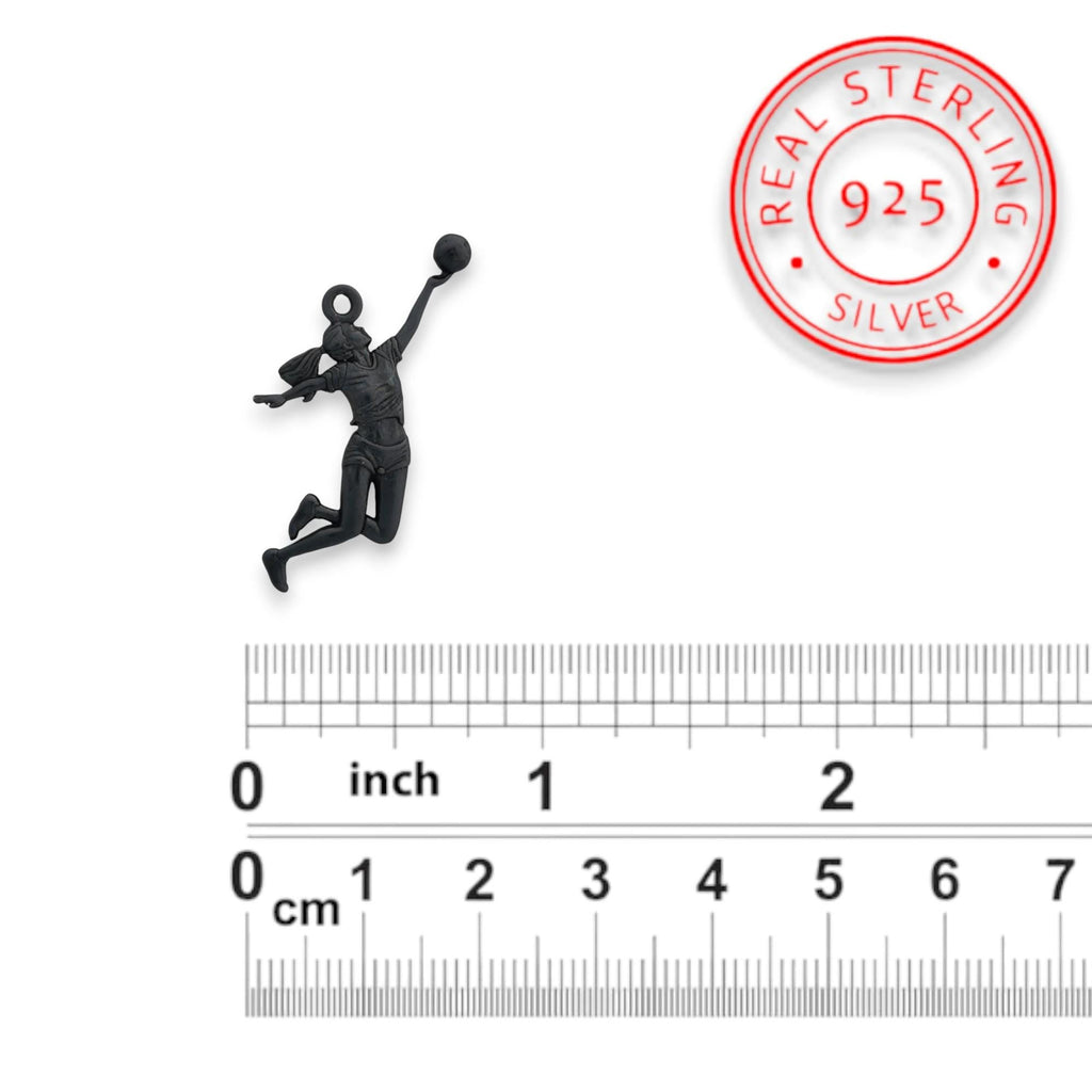 Волейболистка – Женски спортен медальон от сребро 925 с оксидирано покритие – Ръчно изработено бижу/талисман – Идеален подарък – SSJ