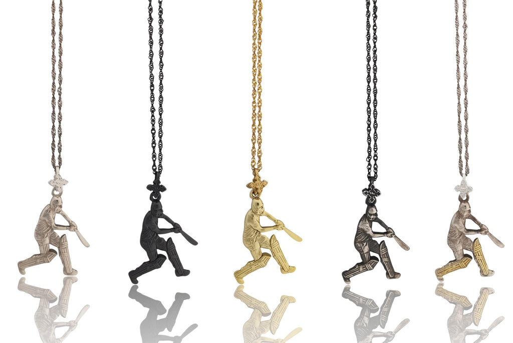 Крикет – Мъжки спортен медальон от оксидирано сребро 925 – Ръчно изработено бижу/талисман – Идеален подарък за спортист – SSJ