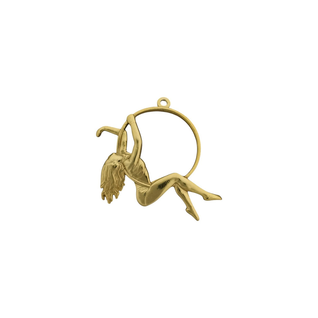 Въздушна акробатика – Женски спортен медальон от сребро 925 с 18K позлатено покритие – Ръчно изработено бижу талисман за гимнастички и танцьорки – Идеален подарък за спортист, треньор или артист – SSJ