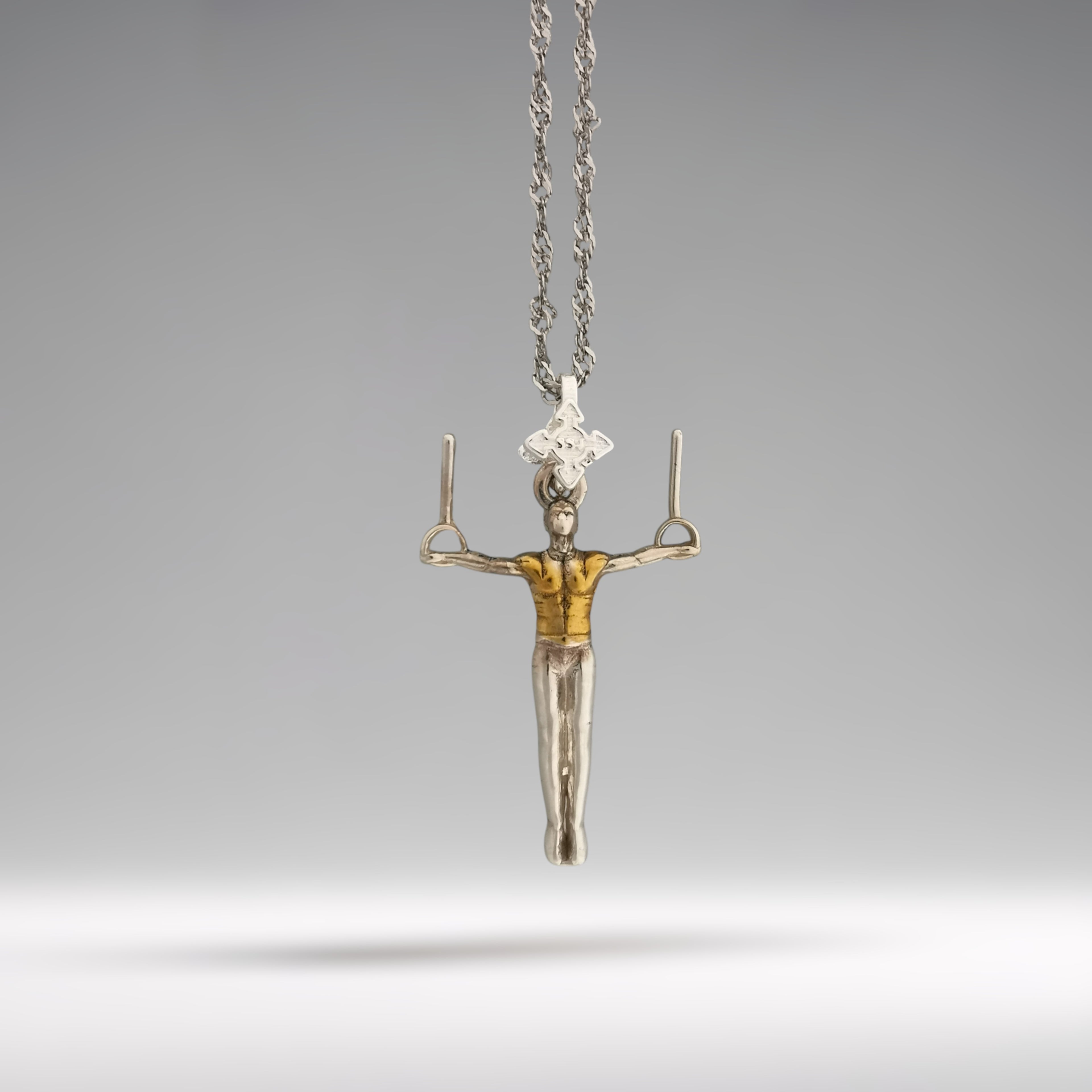 Сребърен мъжки медальон 925 гимнастика | Халки железен кръст