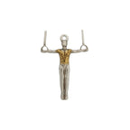 Гимнастик на халки – Мъжки спортен медальон от сребро 925 с частично позлатено покритие – Ръчно изработено бижу талисман за гимнастици и спортисти – Идеален подарък за спортист, треньор или фен – SSJ