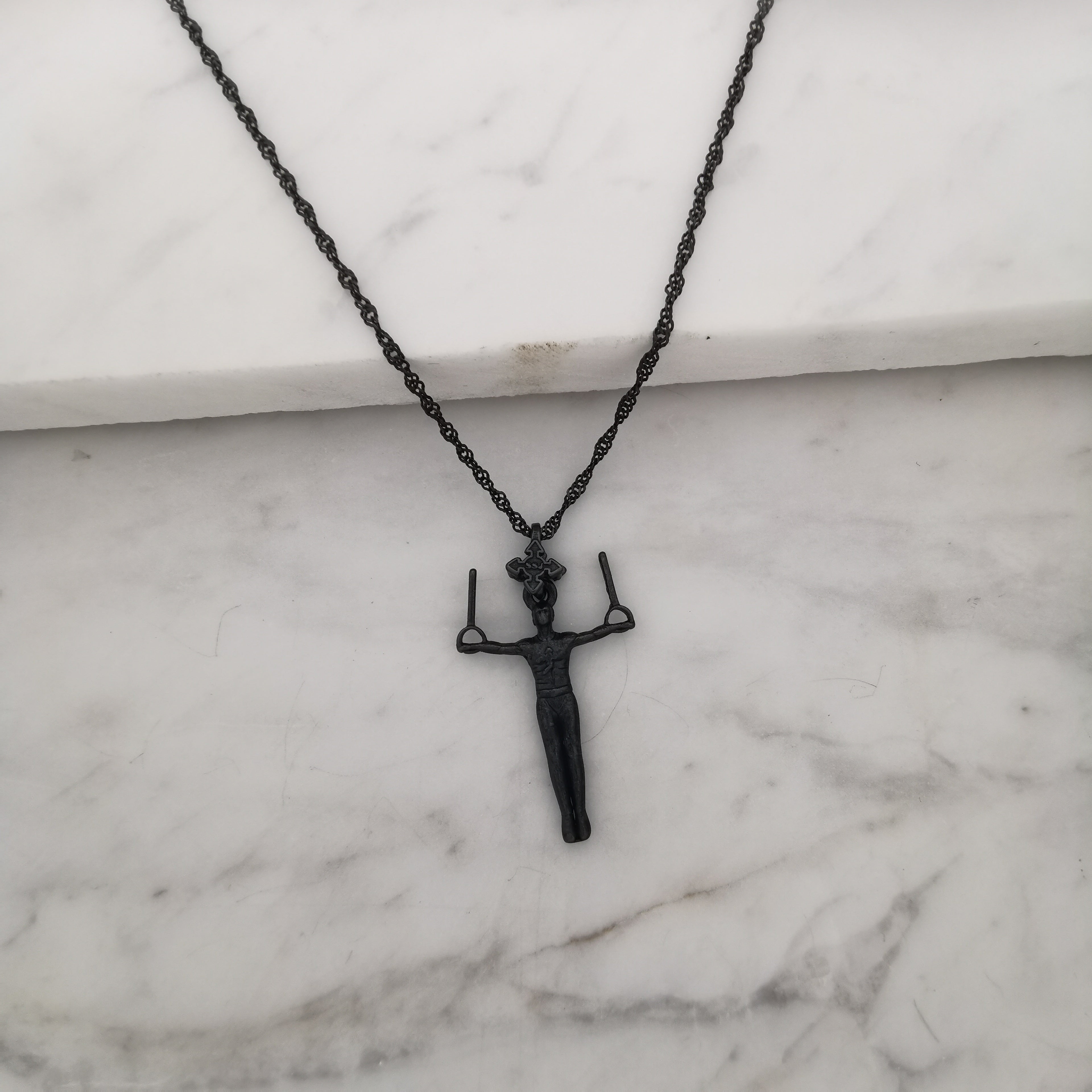 Сребърен мъжки медальон 925 гимнастика | Халки железен кръст