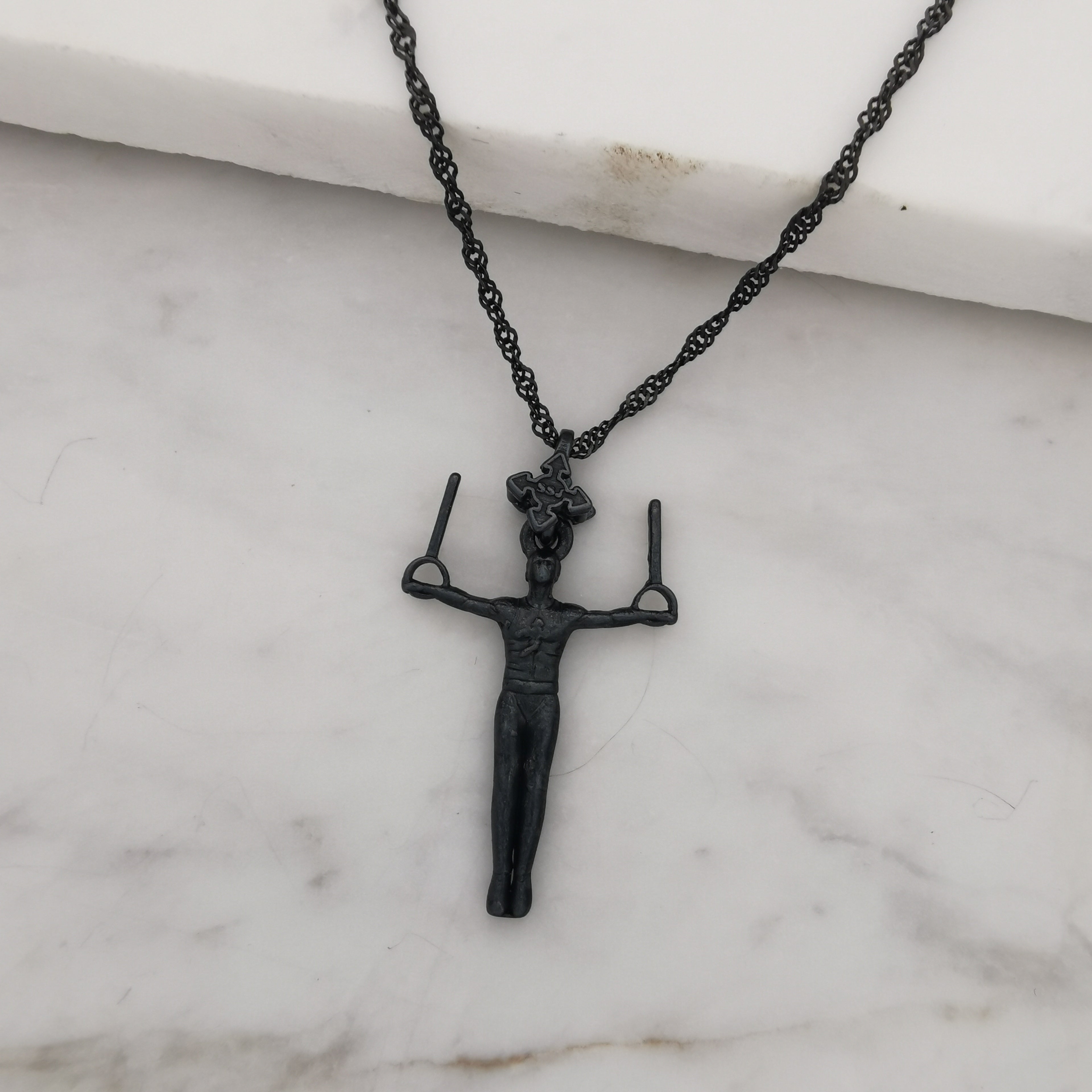 Сребърен мъжки медальон 925 гимнастика | Халки железен кръст