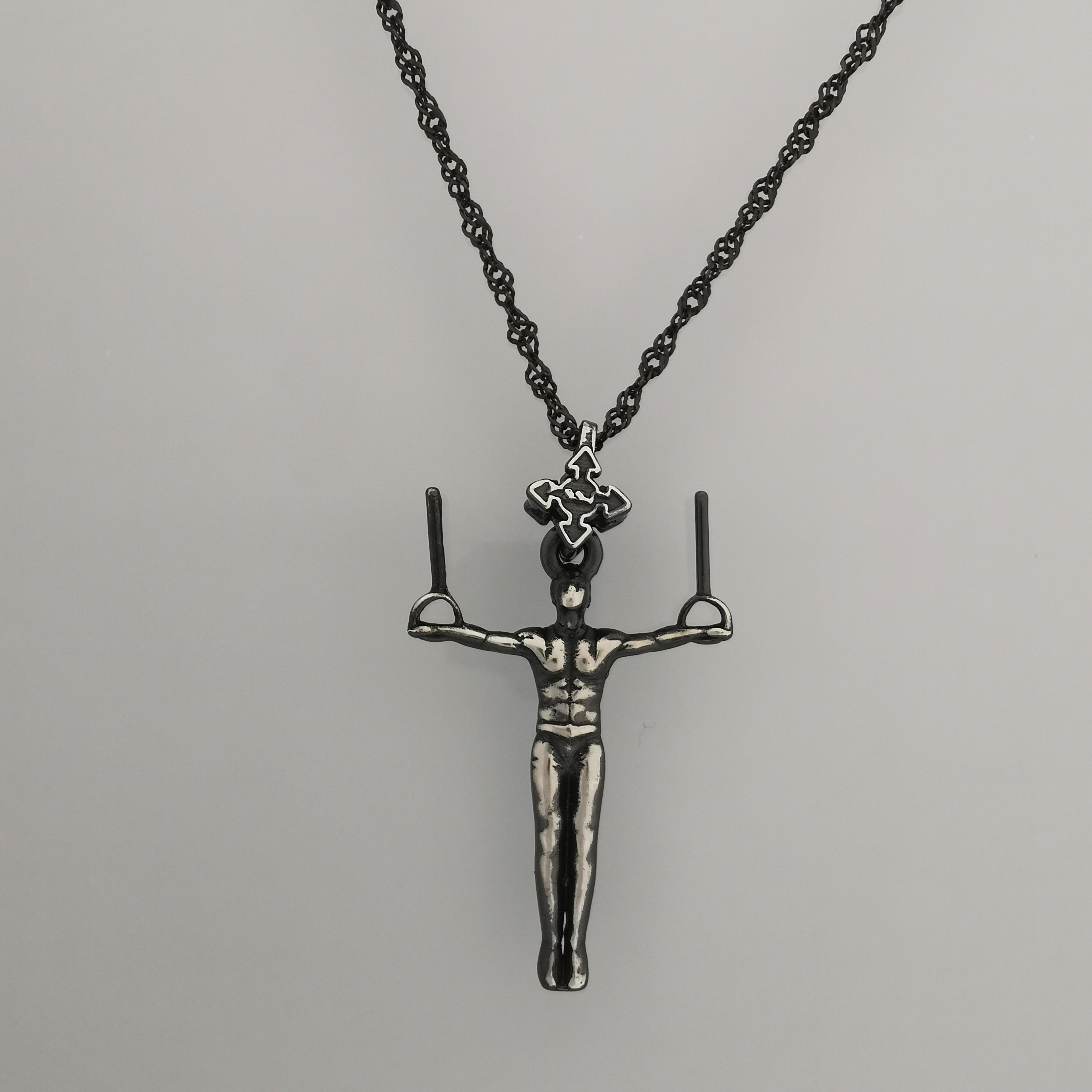 Сребърен мъжки медальон 925 гимнастика | Халки железен кръст