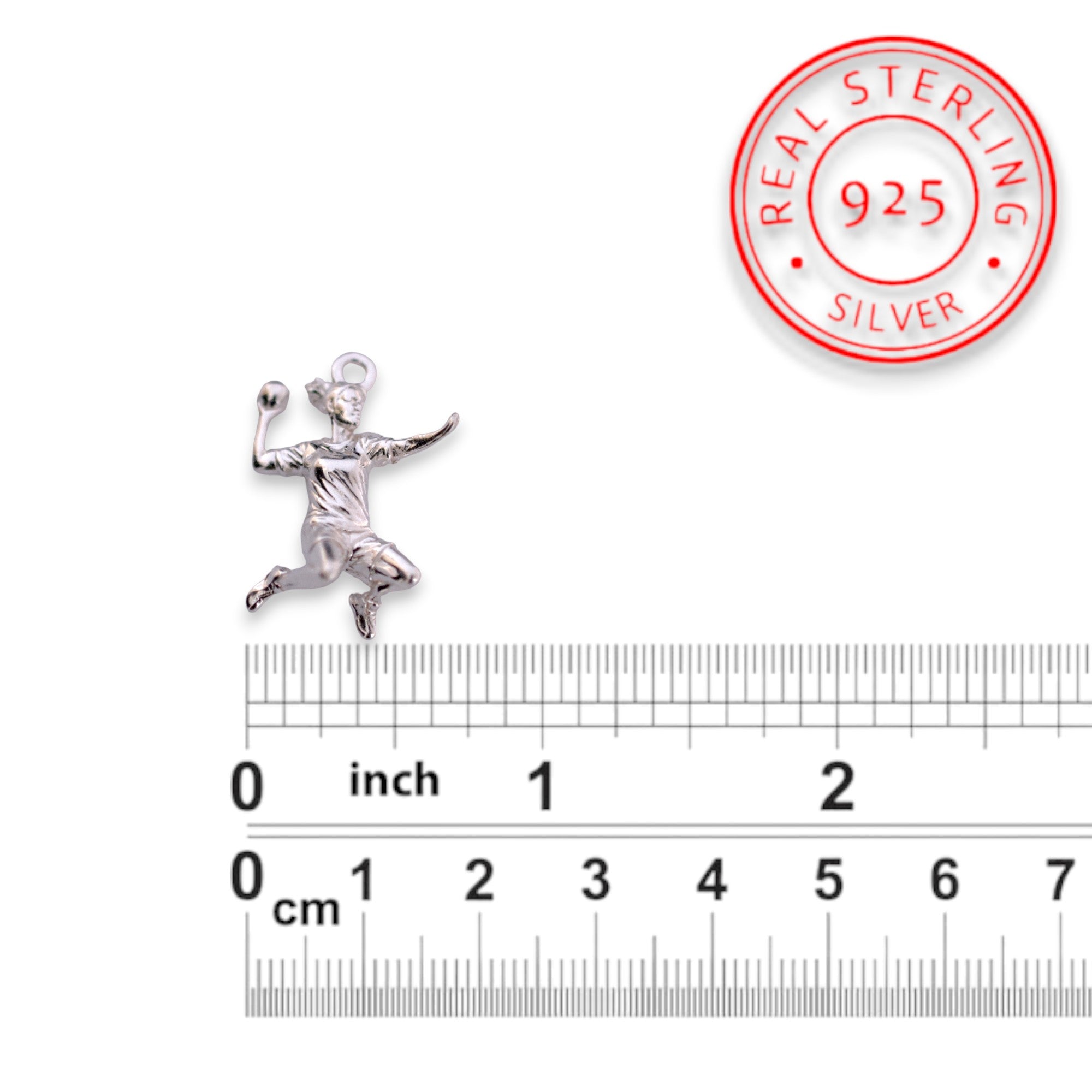 Сребърен медальон 925 хандбал – жена хандбалист полиран