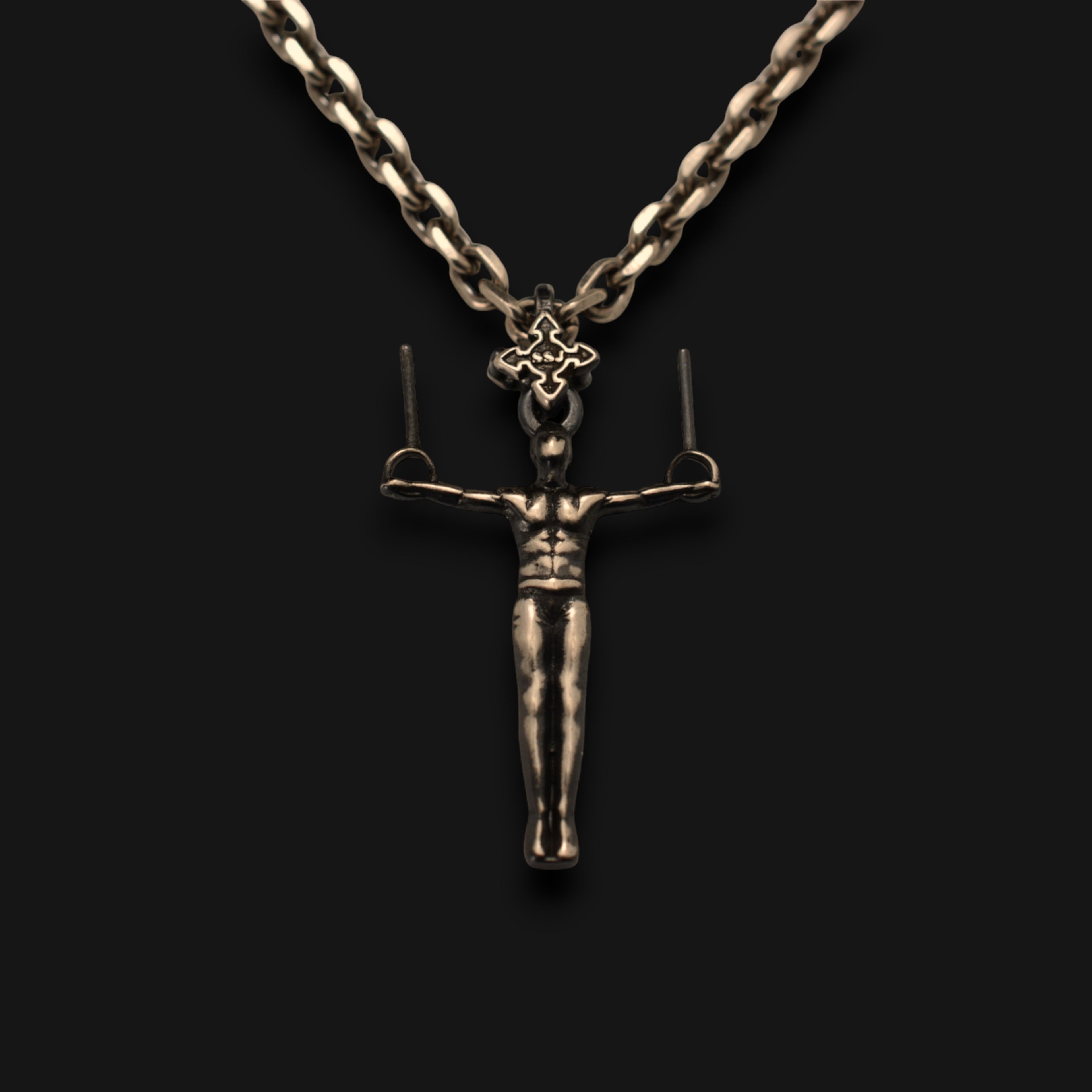 Сребърен мъжки медальон 925 гимнастика | Халки железен кръст