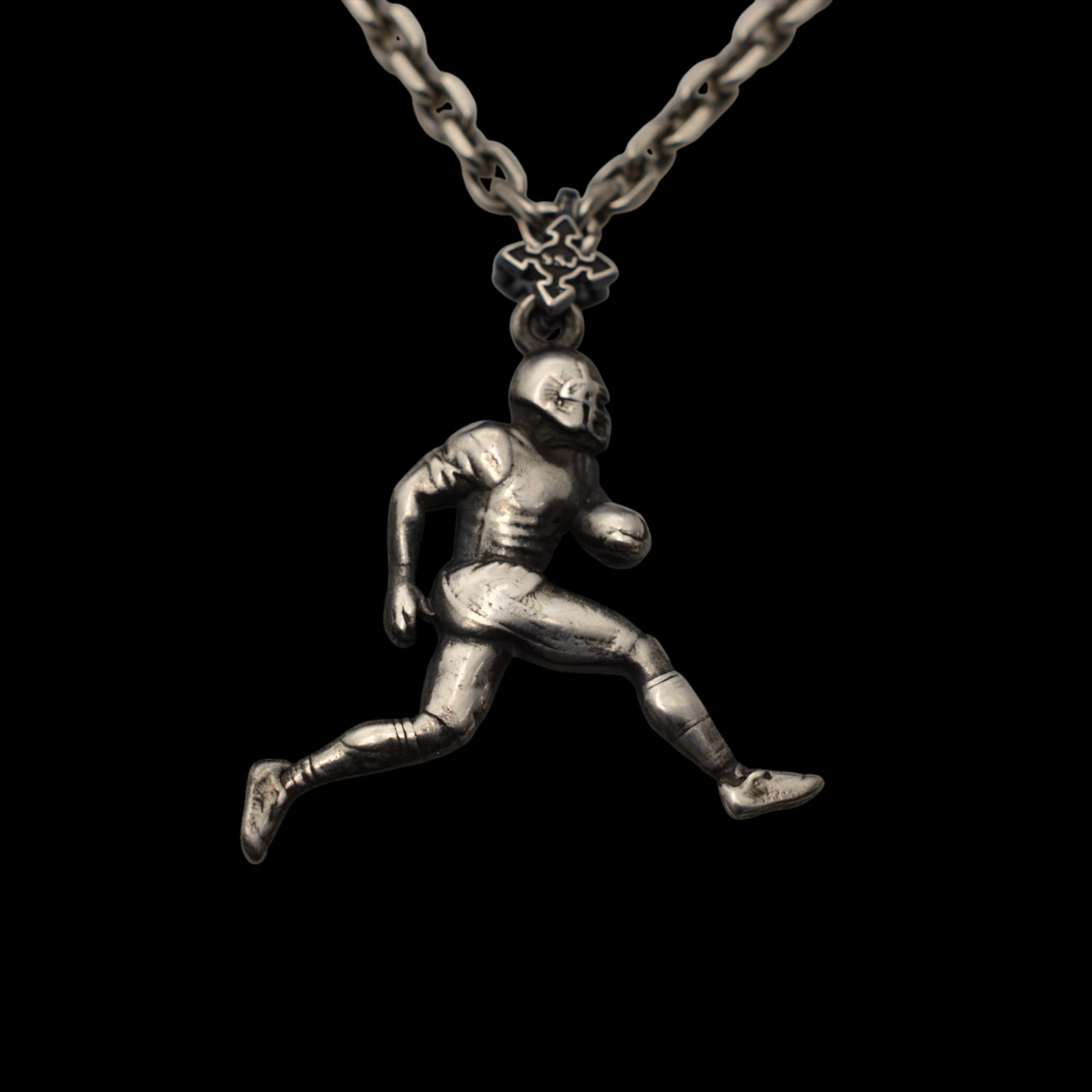 Сребърен мъжки медальон 925 американски футбол | Играч с топка