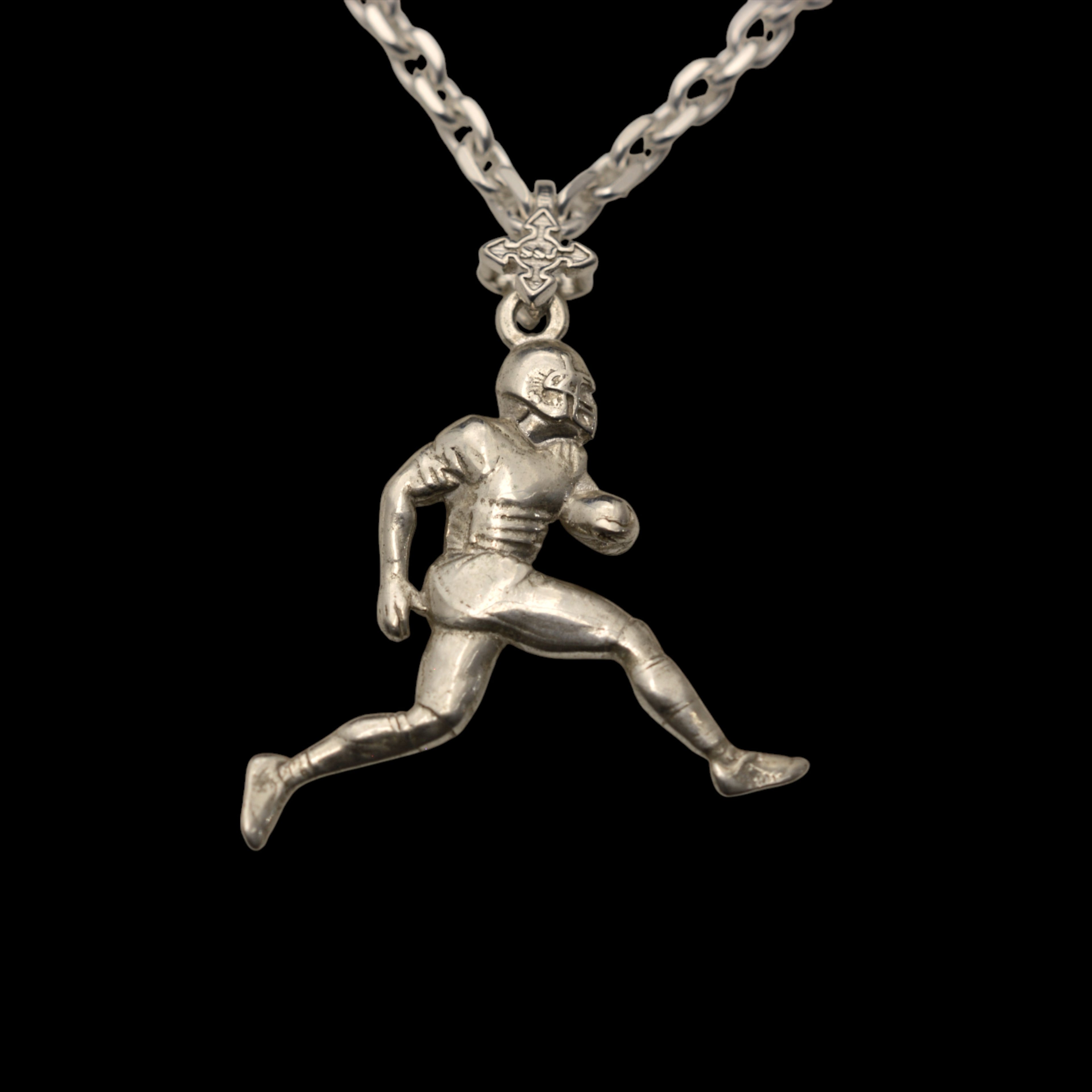 Сребърен мъжки медальон 925 американски футбол | Играч с топка