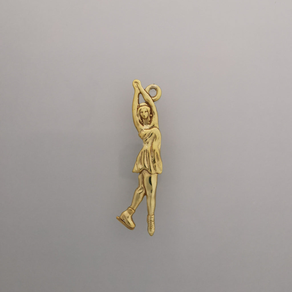 Фигурно пързаляне – Дамски спортен медальон от сребро 925 с позлатено покритие – Ръчно изработено спортно бижу – Идеален подарък за жена, фенка на фигурното пързаляне – SSJ