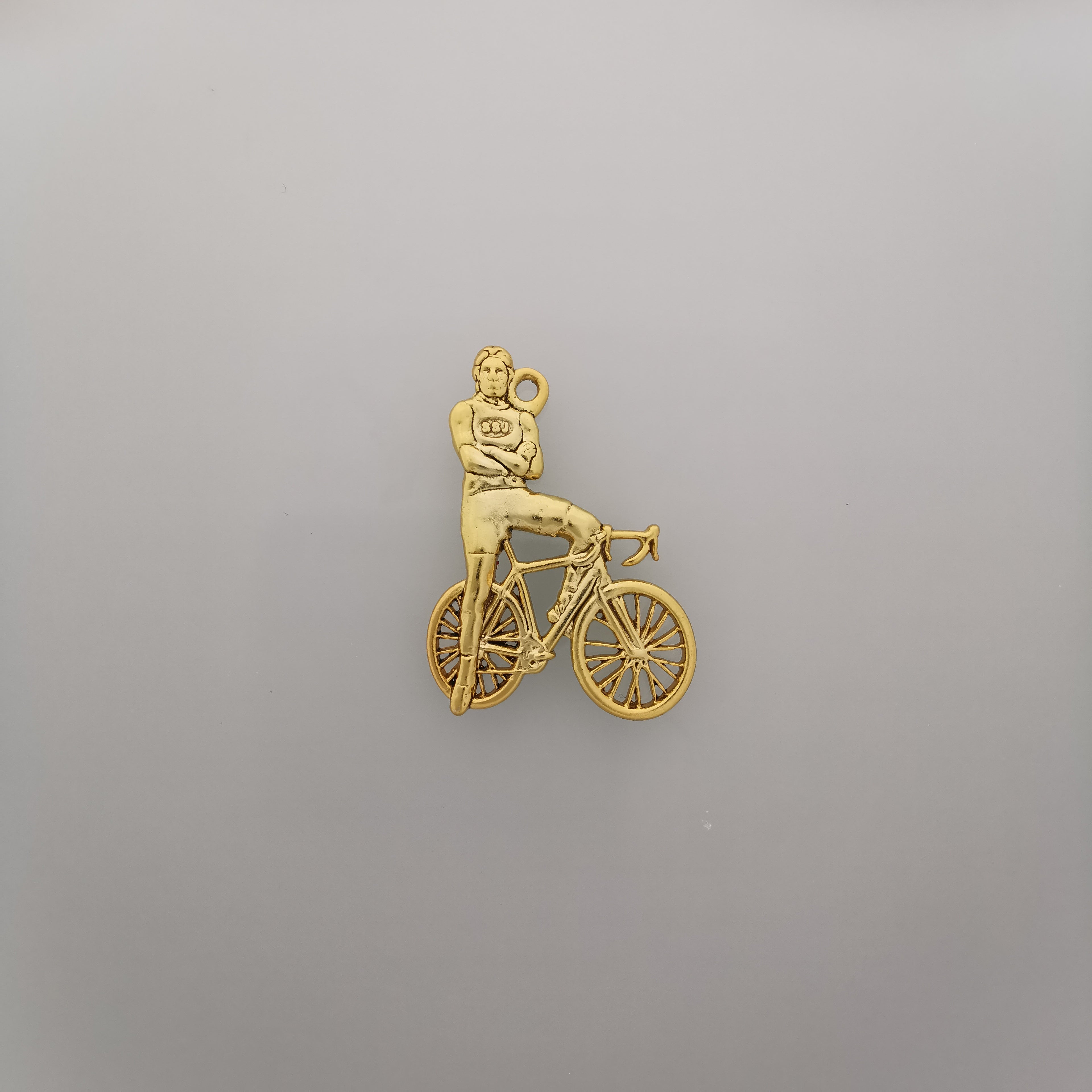 Колоездач – Велосипедист – Винтидж покритие – Сребро 925 – Ръчно изработен мъжки медальон/талисман – SSJ