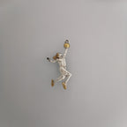 Баскетбол – Женски спортен медальон от сребро 925 с частично позлатено покритие – Ръчно изработено бижу талисман за баскетболистки и фенки на спорта – Идеален подарък за спортист, треньор или почитател – SSJ