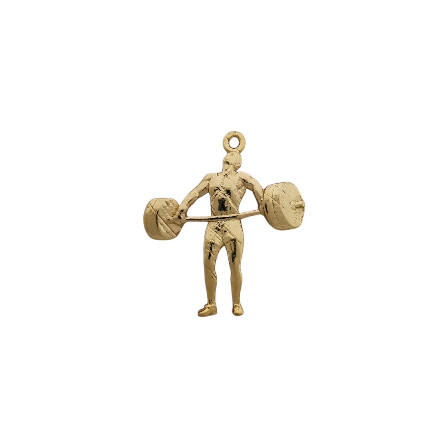 Вдигане на тежести – Мъжки спортен медальон от сребро 925 с позлатено покритие – Ръчно изработено спортно бижу – Идеален подарък за мъж, фен на силовите спортове – SSJ