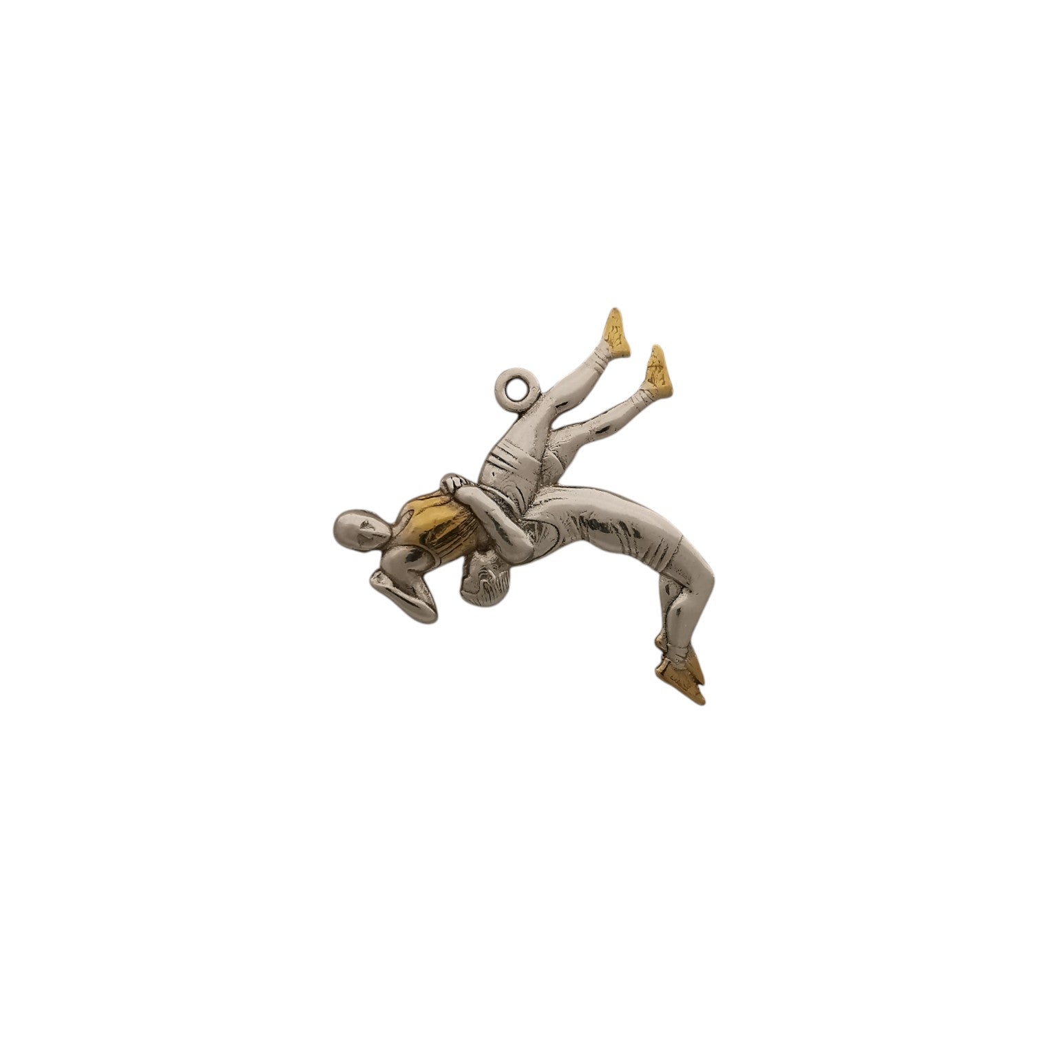Борба – Мъжки спортен медальон за борба от сребро 925 – Ръчно изработено бижу талисман за спортисти, треньори и фенове на бойните изкуства – SSJ