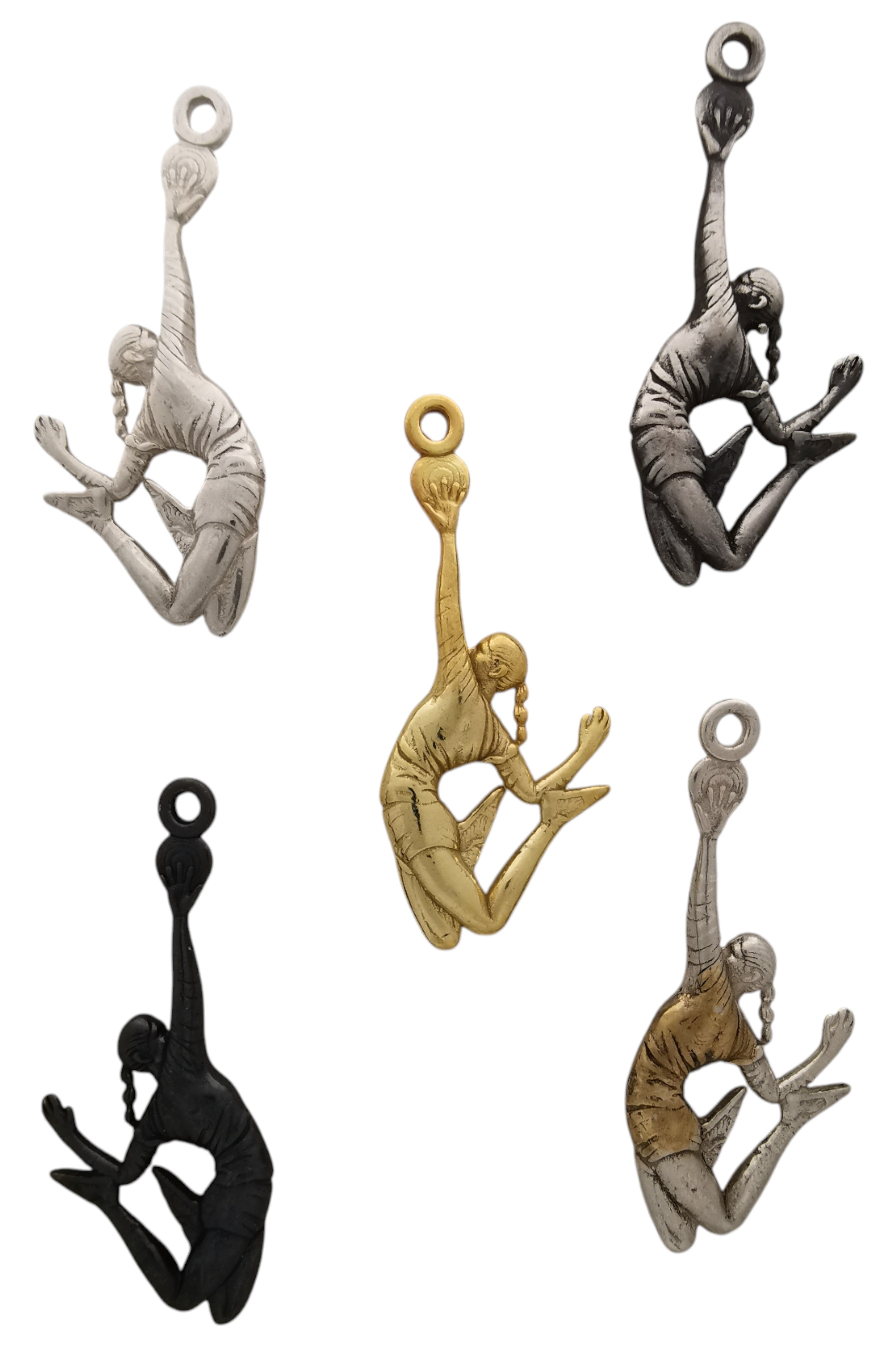 Волейболистка – Женски спортен медальон от класическо сребро 925 – Ръчно изработено бижу/талисман – Идеален подарък – SSJ