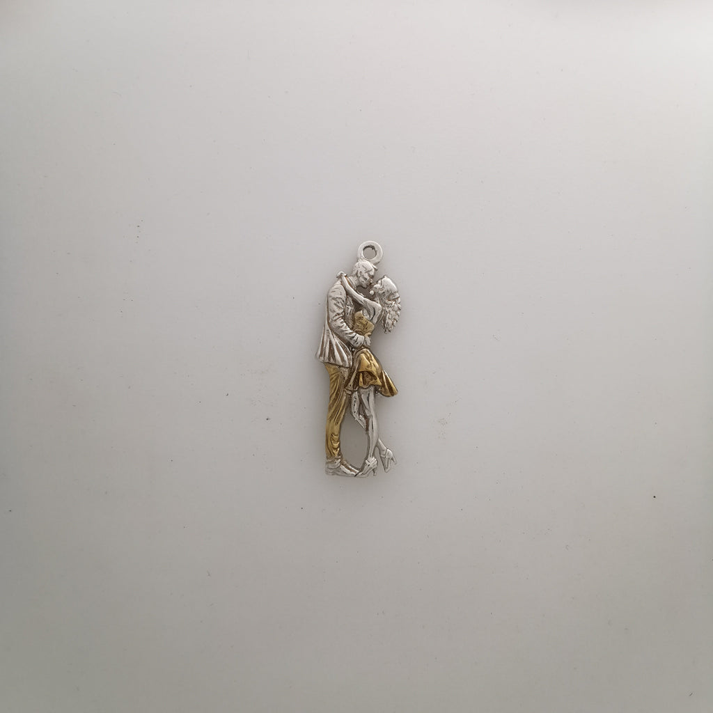 Танго – Унисекс спортен медальон с частично позлатено покритие – Сребро 925 – Ръчно изработено спортно бижу – Идеален подарък за жена, фенка на тангото – SSJ