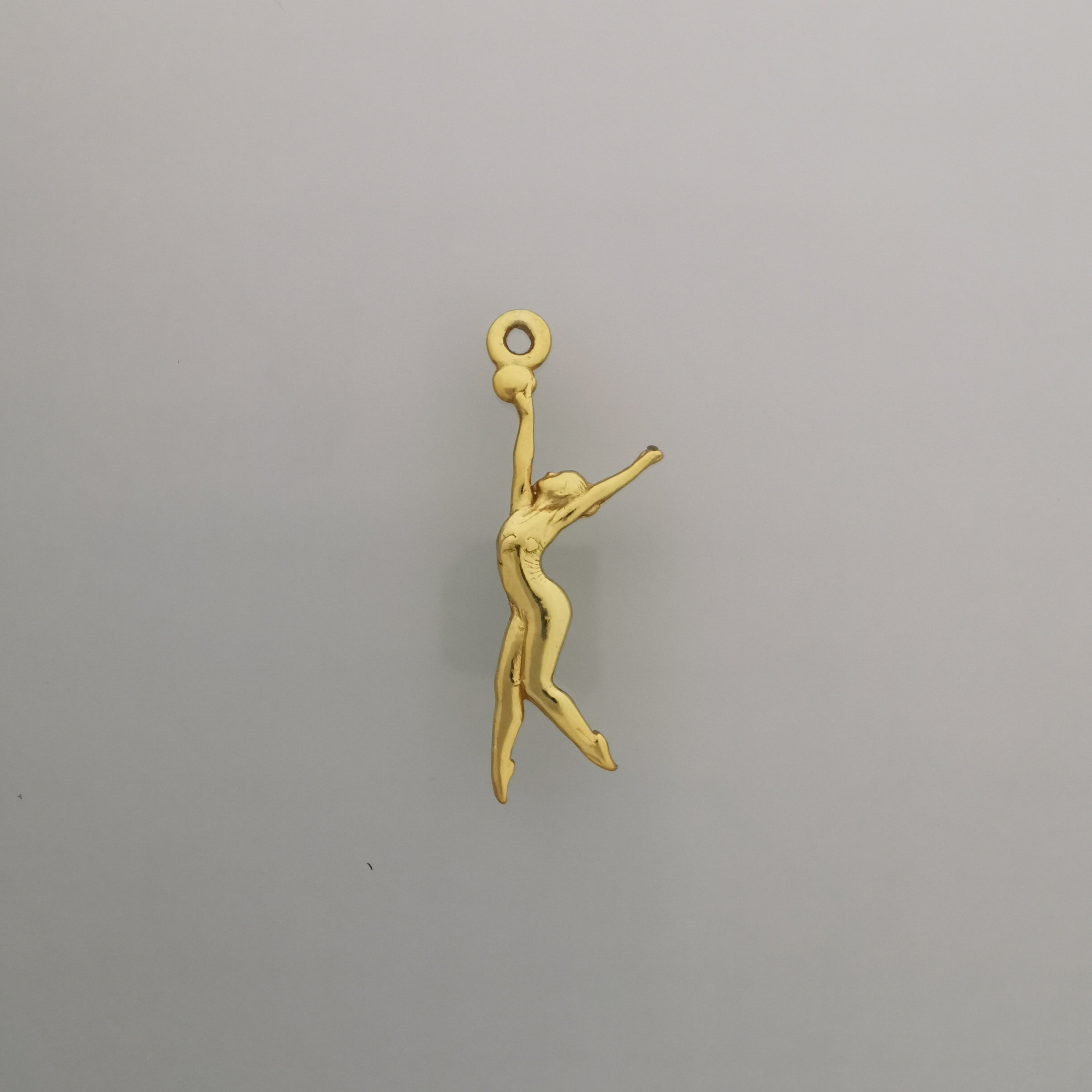 Художествена гимнастика (съчетание с топка) – Дамски спортен медальон от сребро 925 в класическо сребро – Ръчно изработено спортно бижу – Идеален подарък за жена, фенка на художествената гимнастика – SSJ