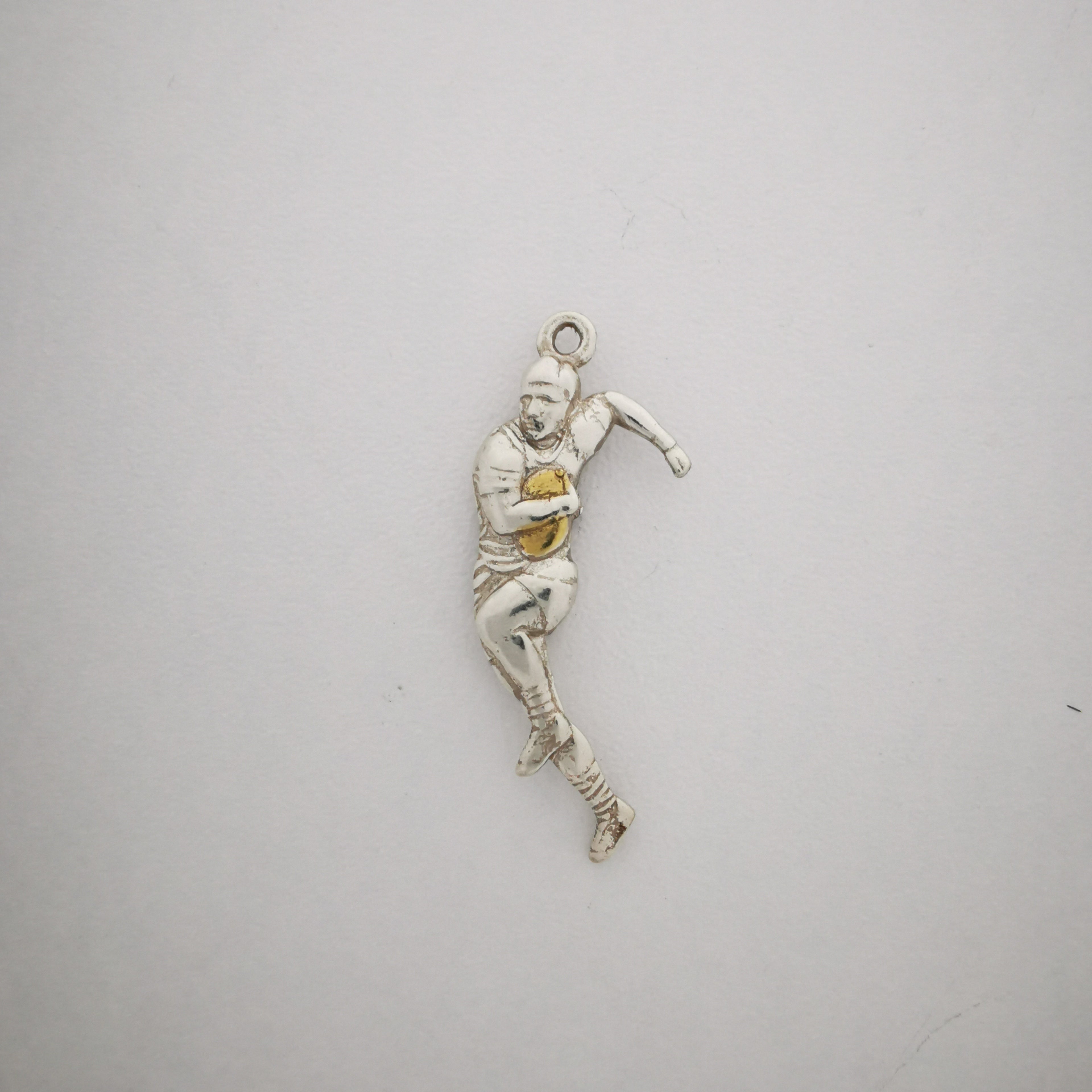 Ръгби – Мъжки спортен медальон от сребро 925 с оксидирано покритие – Ръчно изработено спортно бижу – Идеален подарък за мъж, фен на ръгбито – SSJ