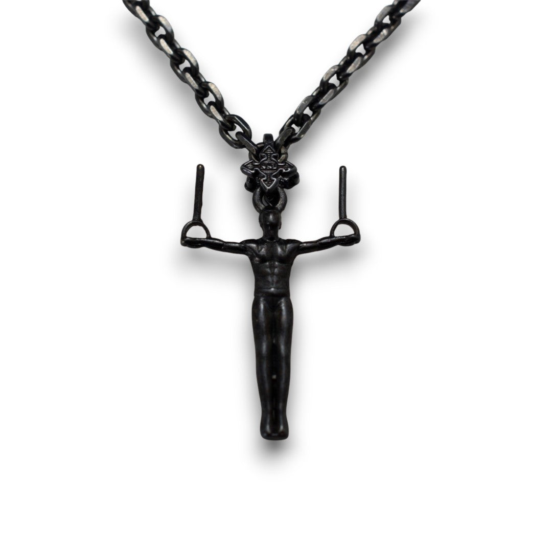 Сребърен мъжки медальон 925 гимнастика | Халки железен кръст