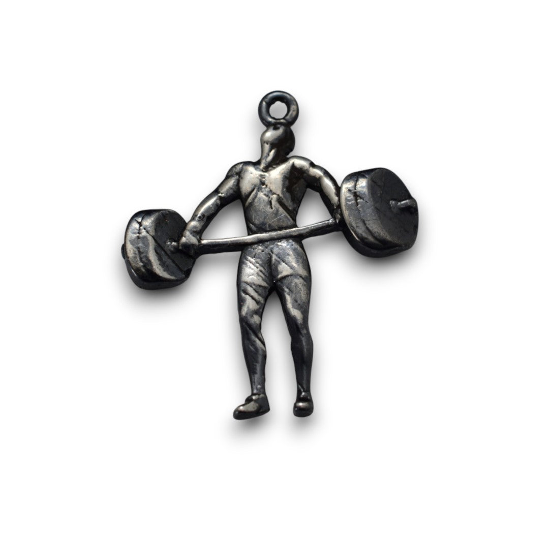 Сребърен медальон 925 щанги – Щангист, винтидж стил