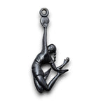 Сребърен дамски медальон 925 волейбол | Волейболистка в скок – оксидирано