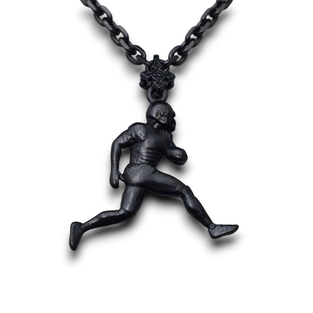 Сребърен мъжки медальон 925 американски футбол | Играч с топка