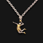 Сребърен мъжки медальон 925 волейбол | Волейболист в скок - частично позлатено