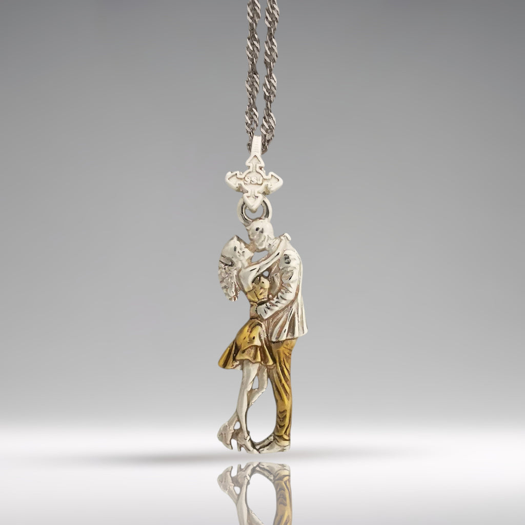 Танго – Унисекс спортен медальон с частично позлатено покритие – Сребро 925 – Ръчно изработено спортно бижу – Идеален подарък за жена, фенка на тангото – SSJ