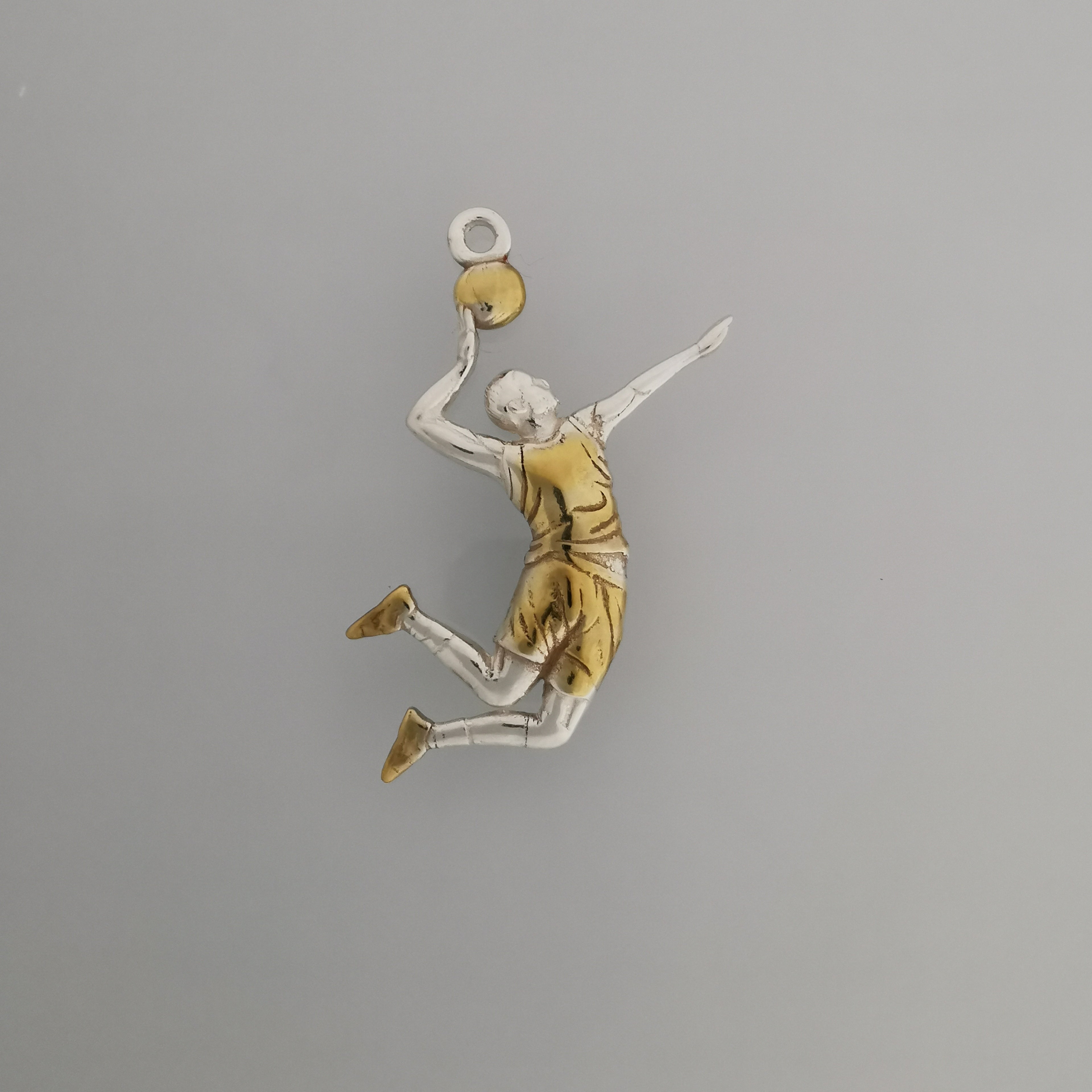 Волейболист – Мъжки спортен медальон от класическо сребро 925 – Ръчно изработено бижу/талисман – Идеален подарък – SSJ