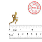 Атлет – Мъжки спортен медальон за бегачи, спринтьори и маратонци от сребро 925 с позлатено покритие – Ръчно изработено бижу талисман за лекоатлети – SSJ