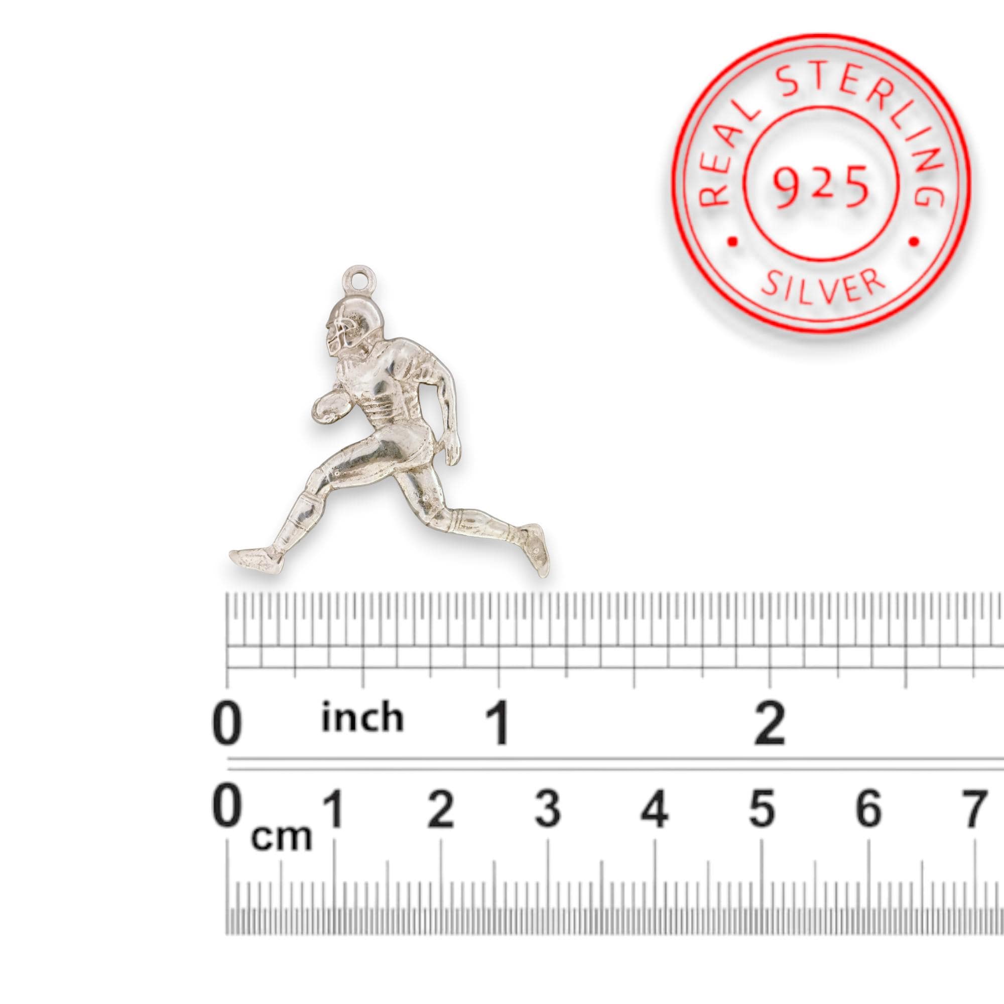Сребърен мъжки медальон 925 американски футбол | Играч с топка