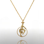 Въздушна акробатика – Женски спортен медальон от сребро 925 с позлатено покритие – Ръчно изработено бижу талисман за гимнастички и артистки – Идеален подарък за спортист, треньор или фен – SSJ