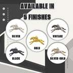 Конни надбягвания – Мъжки медальон „Жокей на състезателен кон“ – Позлатено покритие – Сребро 925 – Ръчно изработено спортно бижу/талисман за конен спорт – Идеален подарък за мъж – SSJ