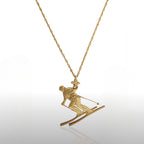 Скиор – Унисекс спортен медальон от сребро 925 с позлатено покритие – Ръчно изработено спортно бижу – Идеален подарък за фен на зимните спортове – SSJ