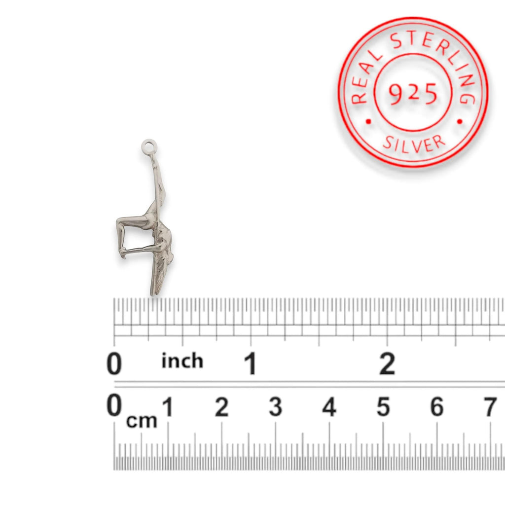 Pole Dance (Танци на пилон) – Дамски спортен медальон от сребро 925 в класическо сребро – Ръчно изработено спортно бижу – Идеален подарък за жена, фенка на гимнастиката – SSJ