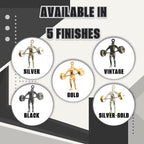 Вдигане на тежести – Мъжки спортен медальон от сребро 925 с позлатено покритие – Ръчно изработено спортно бижу – Идеален подарък за мъж, фен на силовите спортове – SSJ