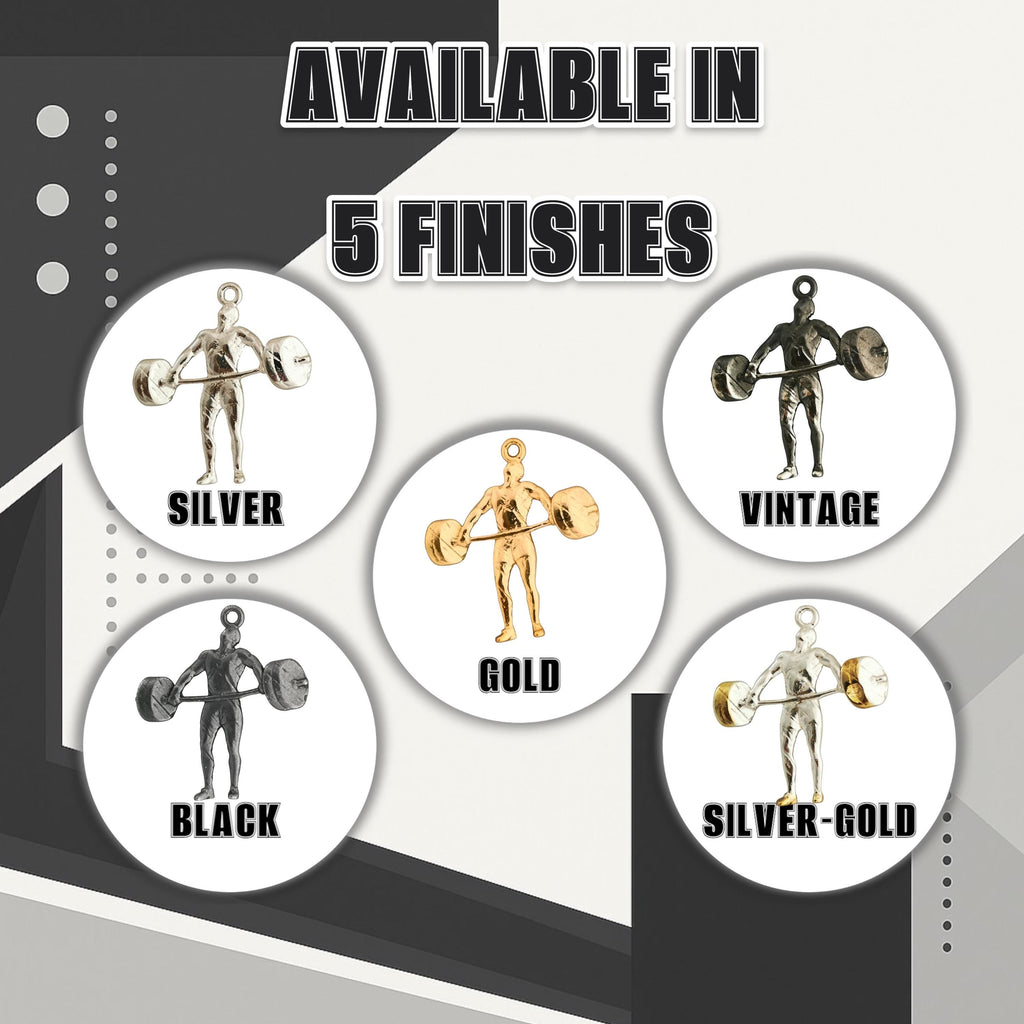 Вдигане на тежести – Мъжки спортен медальон от сребро 925 с частично позлатено покритие – Ръчно изработено спортно бижу – Идеален подарък за мъж, фен на силовите спортове – SSJ