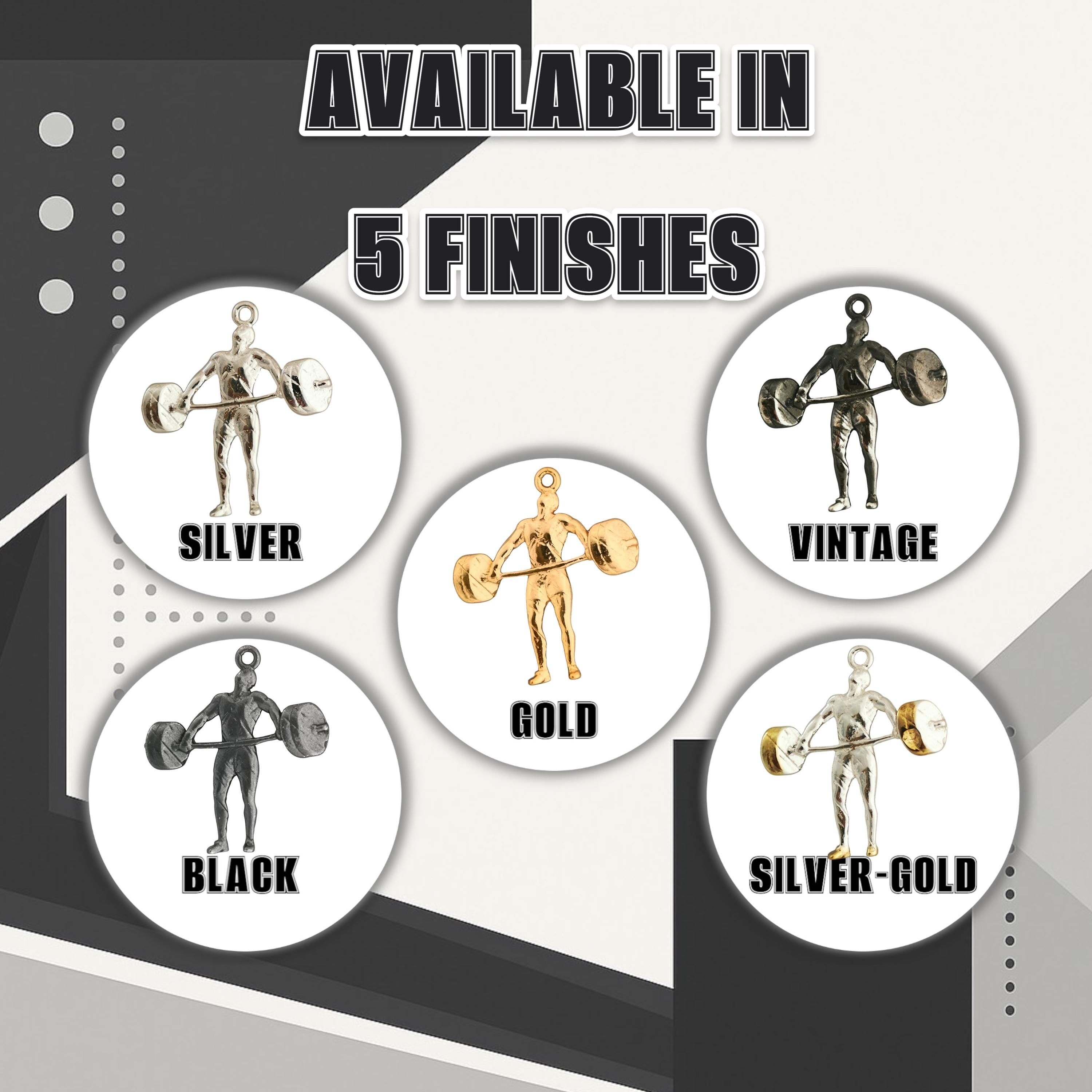 Вдигане на тежести – Мъжки спортен медальон от сребро 925 с частично позлатено покритие – Ръчно изработено спортно бижу – Идеален подарък за мъж, фен на силовите спортове – SSJ