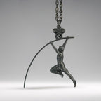 Black oxidized pole vault pendant for men — a bold symbol of power, focus, and the fearless rise toward your personal best.

This handcrafted pendant features a pole vaulter in mid-flight, sculpted in 925 sterling silver and finished in deep matte black for dramatic contrast. A tribute to athletes who defy gravity and live with discipline, elevation, and unshakable will.