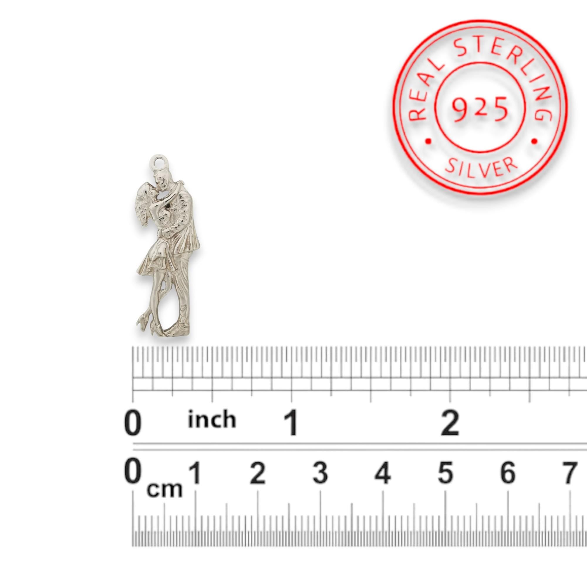 Танго – Унисекс спортен медальон в класическо сребро – Сребро 925 – Ръчно изработено спортно бижу – Идеален подарък за жена, фенка на тангото – SSJ