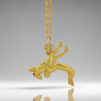 Борец – Мъжки спортен медальон за борба от сребро 925 с позлатено покритие – Ръчно изработено бижу талисман за спортисти, треньори и фенове на бойните изкуства – SSJ