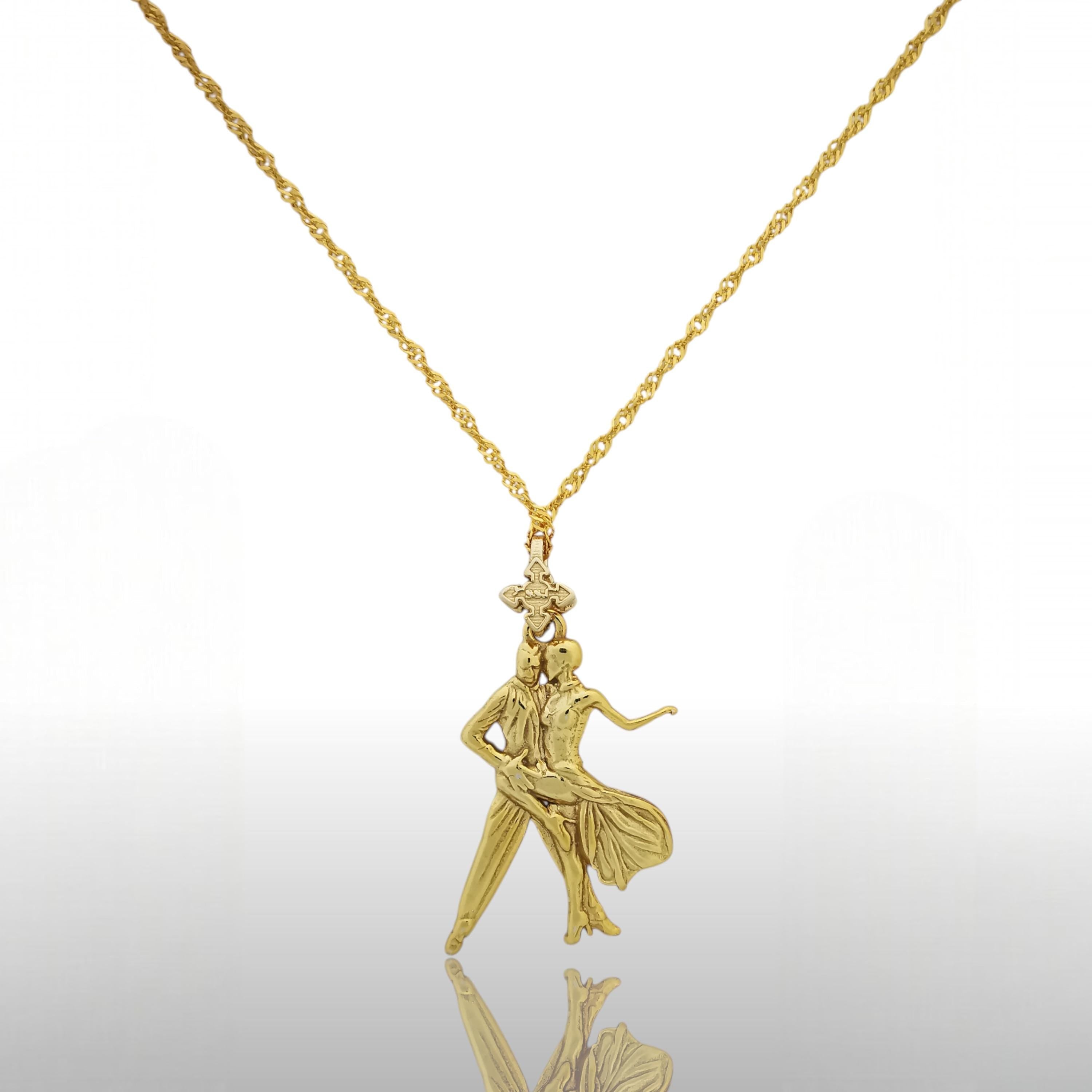 Спортни танци – Унисекс медальон с позлатено покритие – Сребро 925 – Ръчно изработено спортно бижу – Идеален подарък – SSJ