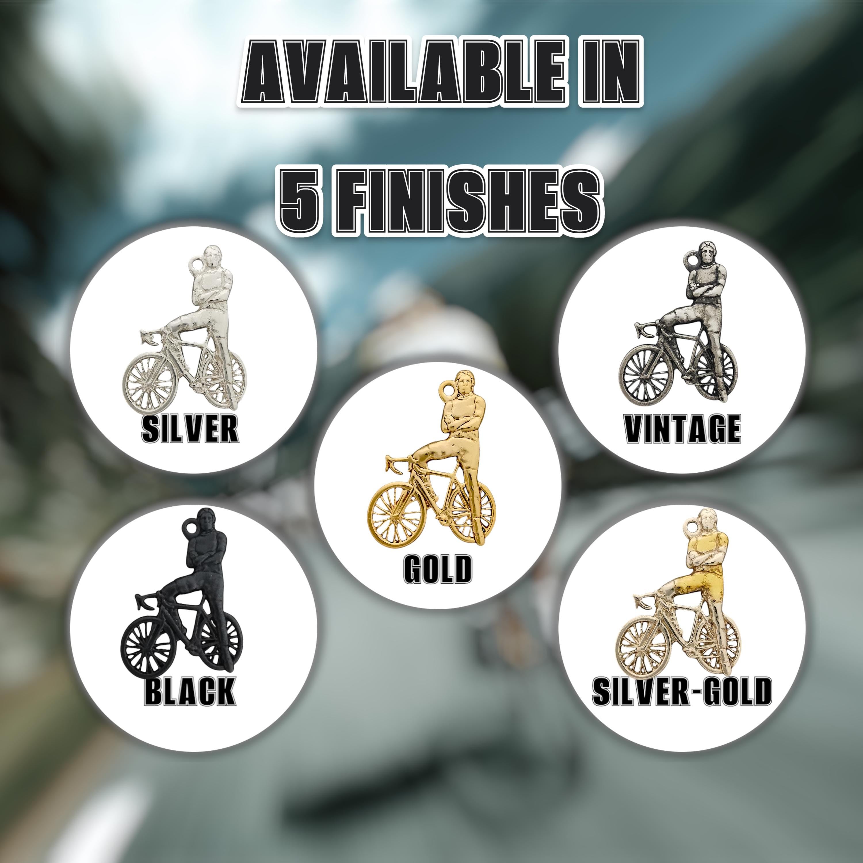 Колоездач – Велосипедист – Мъжки спортен медальон с позлатено покритие – Сребро 925 – Ръчно изработено спортно бижу/талисман – Идеален подарък – SSJ