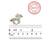 Жокей – Мъжки спортен медальон със състезателен кон – Частично позлатено покритие – Сребро 925 – Ръчно изработено бижу/талисман конен спорт – Идеален подарък – SSJ