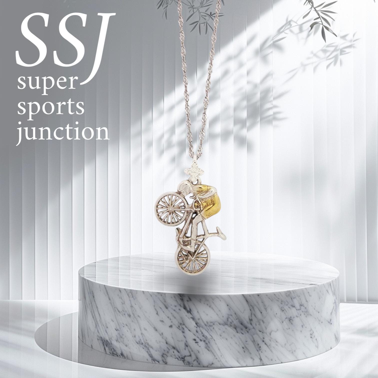 Колоездач – Мъжки спортен медальон от сребро 925 с частично позлатено покритие – Ръчно изработено бижу за шосейно колоездене – Символ на любов и страст към спорта – SSJ