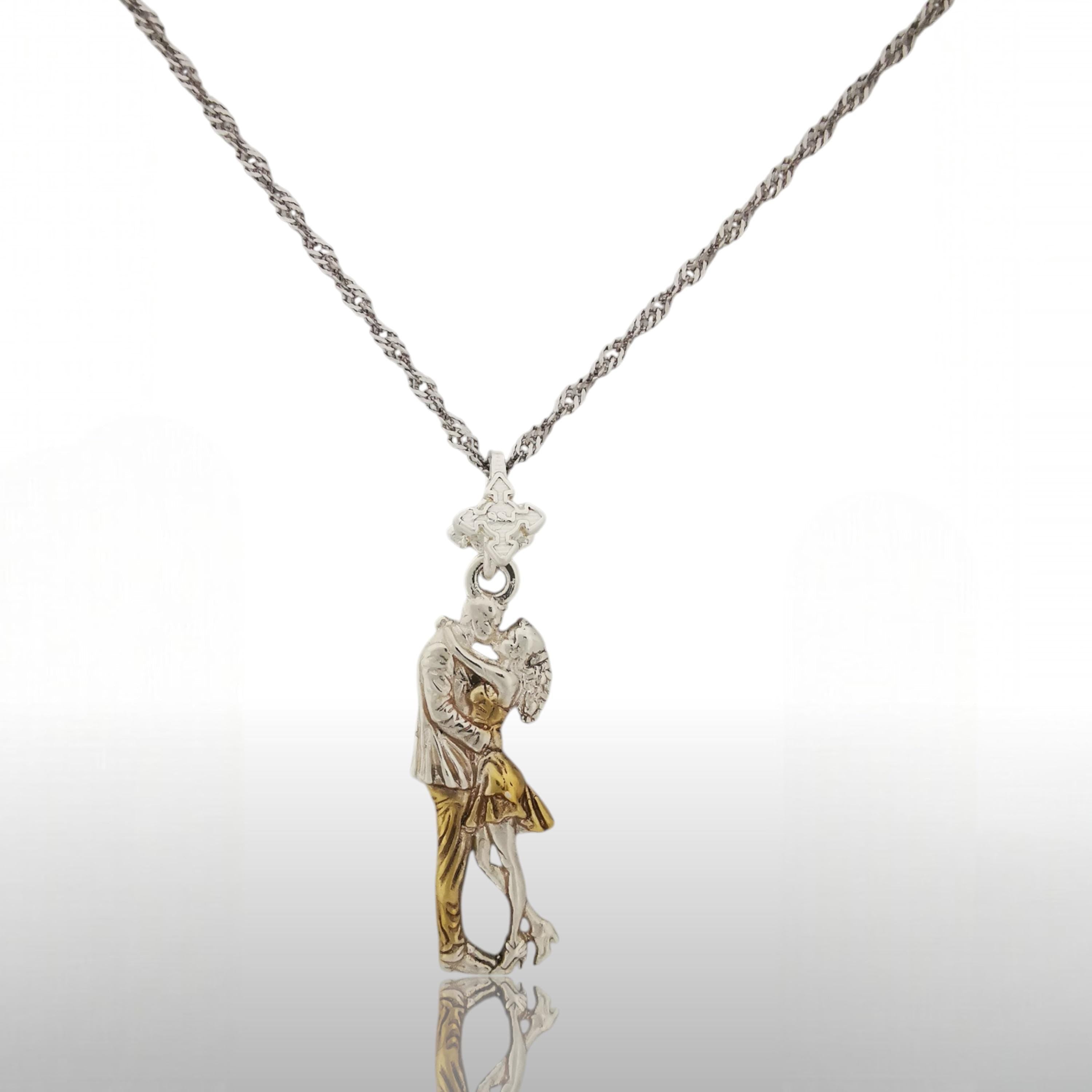 Танго – Унисекс спортен медальон с частично позлатено покритие – Сребро 925 – Ръчно изработено спортно бижу – Идеален подарък за жена, фенка на тангото – SSJ