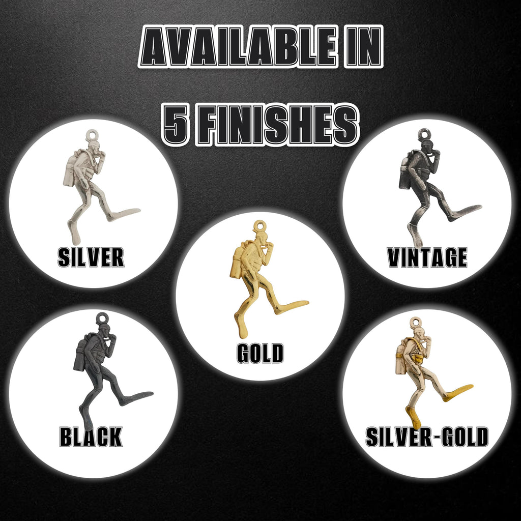 Гмуркач – Мъжки медальон Водолаз от сребро 925 с оксидирано покритие – Ръчно изработено бижу Дайвинг за любители на морето и подводните спортове – SSJ