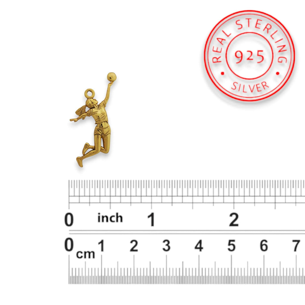 Волейболистка – Женски спортен медальон с позлатено покритие – Сребро 925 – Ръчно изработено бижу/талисман – Подарък за спортистки – SSJ