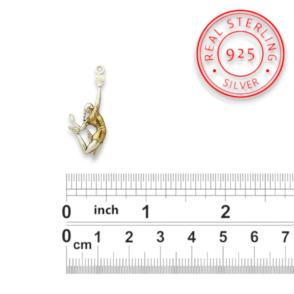 Волейболистка – Женски спортен медальон с частично позлатено покритие – Сребро 925 – Ръчно изработено бижу/талисман – SSJ