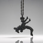 Борец – Мъжки спортен медальон за борба от сребро 925 с оксидирано покритие – Ръчно изработено бижу талисман за спортисти и фенове на бойните изкуства – SSJ